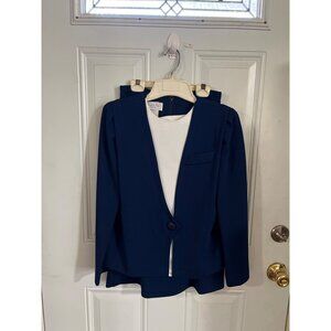 Leslie Fay vintage blue/white dress suit jacket and skirt size 10
